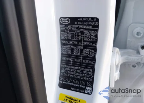 2024 Land Rover Range Rover Evoque Dynamic Se z USA, uszkodzony, nr VIN SALZL2FX8RH240192